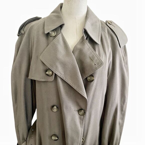 London Fog Vintage Tan Belted Classic Trench Coat Long Jacket Size Large - Picture 3 of 10